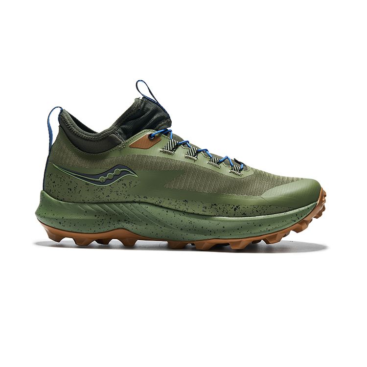 Saucony Peregrine 13 Comfortable Mesh Durable Non-Slip Shock Absorbing Low-Top Trail Running Shoes Men sneaker Green Black S20840-30