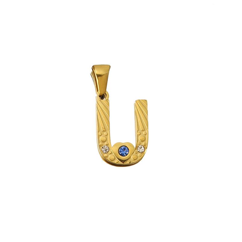 26 Letter Pendant Necklace 18K Pendant Series Ring Gold Color Independent Station Necklace Accessories Jewelry