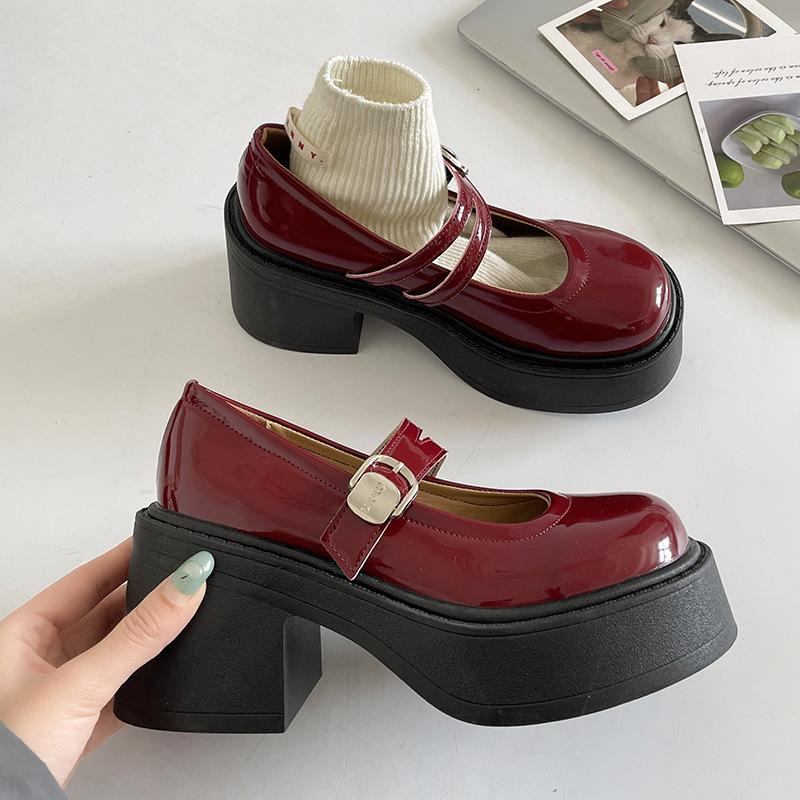 Fashion temperament French retro platform thick heel small leather shoes women's 2025 new spring and autumn high heel Mary Jane single shoes