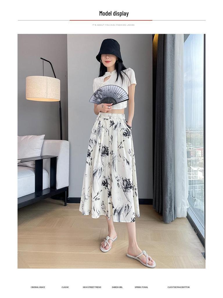 2025 Summer High Waist Women's Slimming Loose Fit Culottes - Petite Draping Wide-Leg Pants