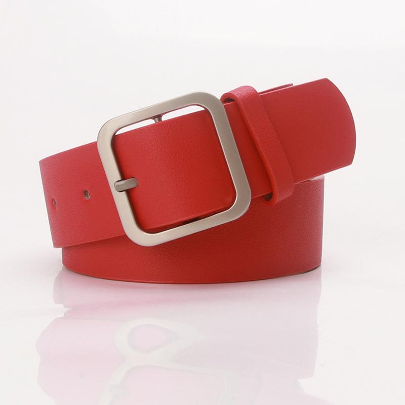 Korean Style Versatile Women's Fashion Belt with Square Buckle for Dresses and Coats