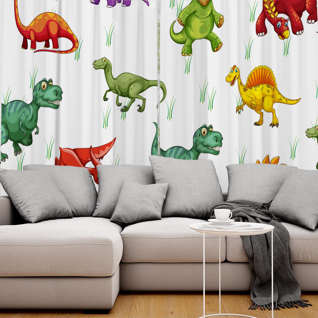Мультфильм животное милый динозавр оконная занавеска детская спальня шторы домашние шторы — фото 6