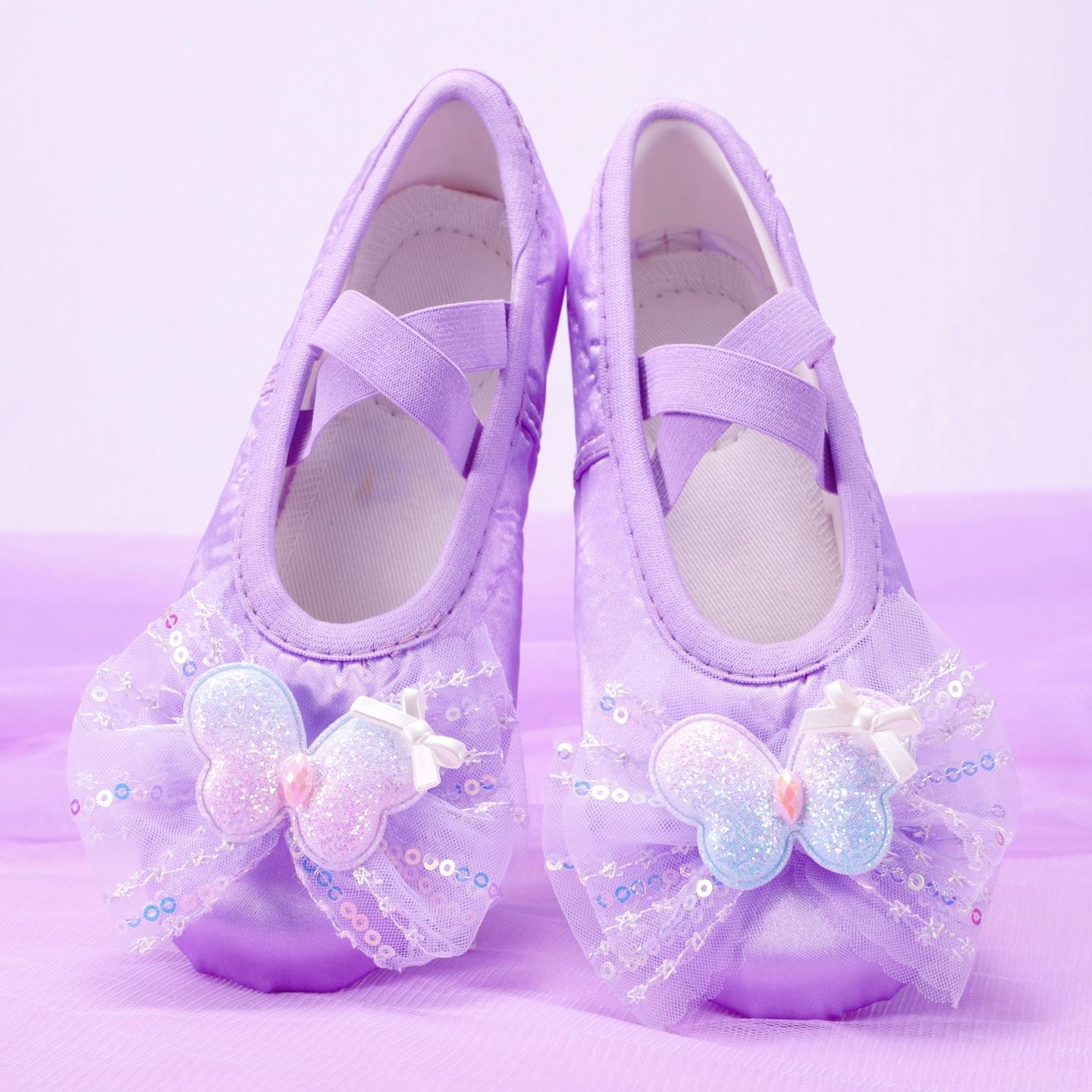 butterfly bow stage shoes pink purple pink blue thick winter ballet flat ballet shoes girl warming shoes dancing ballet shoes 23 фиолетовый
