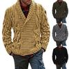 Thick Mens Knitted Shawl Collar Double Breasted Cable Knitwear Cardigan Sweater