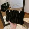 Exquisite square velvet high-quality fur sense luxury new shoulder bags for women simple