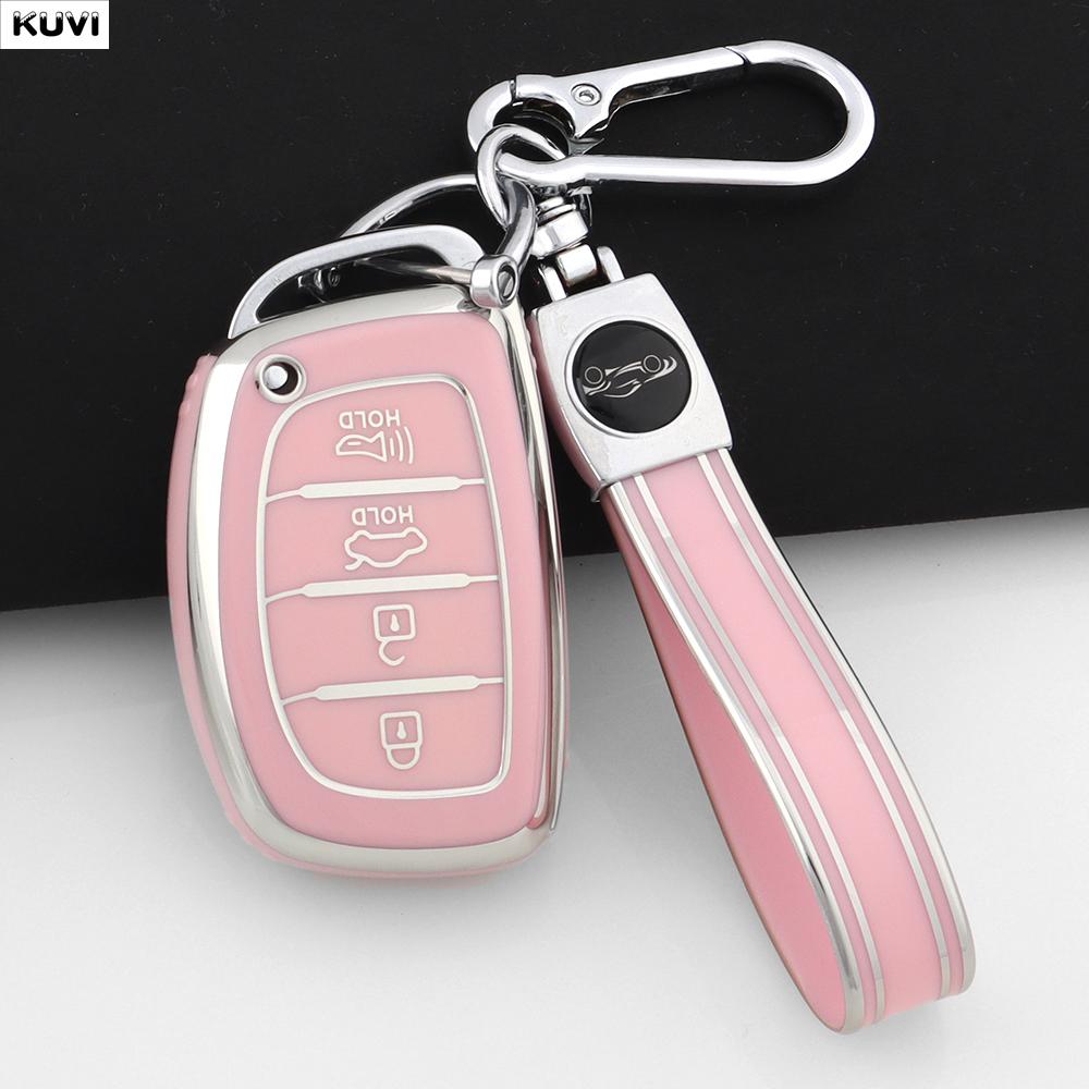 EEJQ9 Hot TPU Car Smart Key Case Cover For Hyundai Tucson Santa Fe Rena Sonata Elantra Creta Ix35 Ix45 I10 I30 I40 Keychain Holder Fob