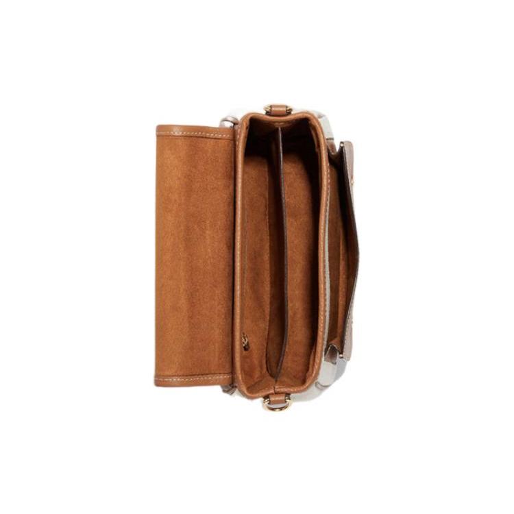 Ny COACH Lucy Stoff med Kuskinn Skulderveske Crossbody-veske Liten Størrelse Dame Beige & Brun CA622-IMNAM