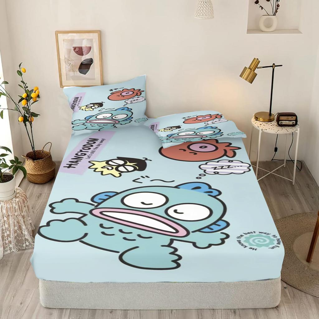 Cartoon Fitted Sheets King Size Hangyodon Bedding Set Quilt Cover Children'S Printed Polyester Covers