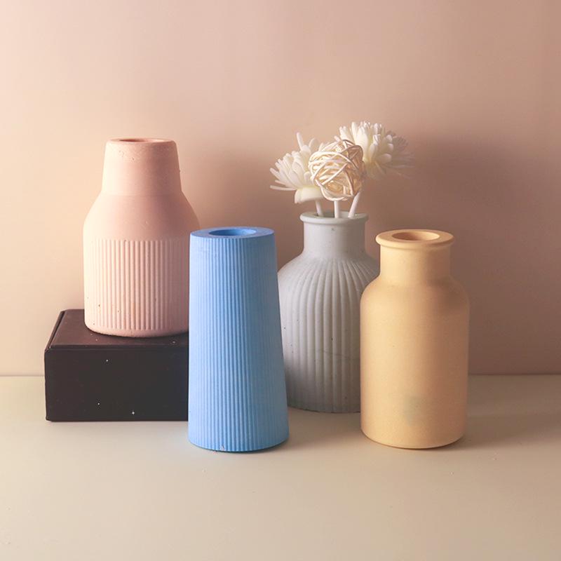 Zhongcheng Nordic Light Luxury Stripe Resin Vase Mold - DIY Silicone Epoxy