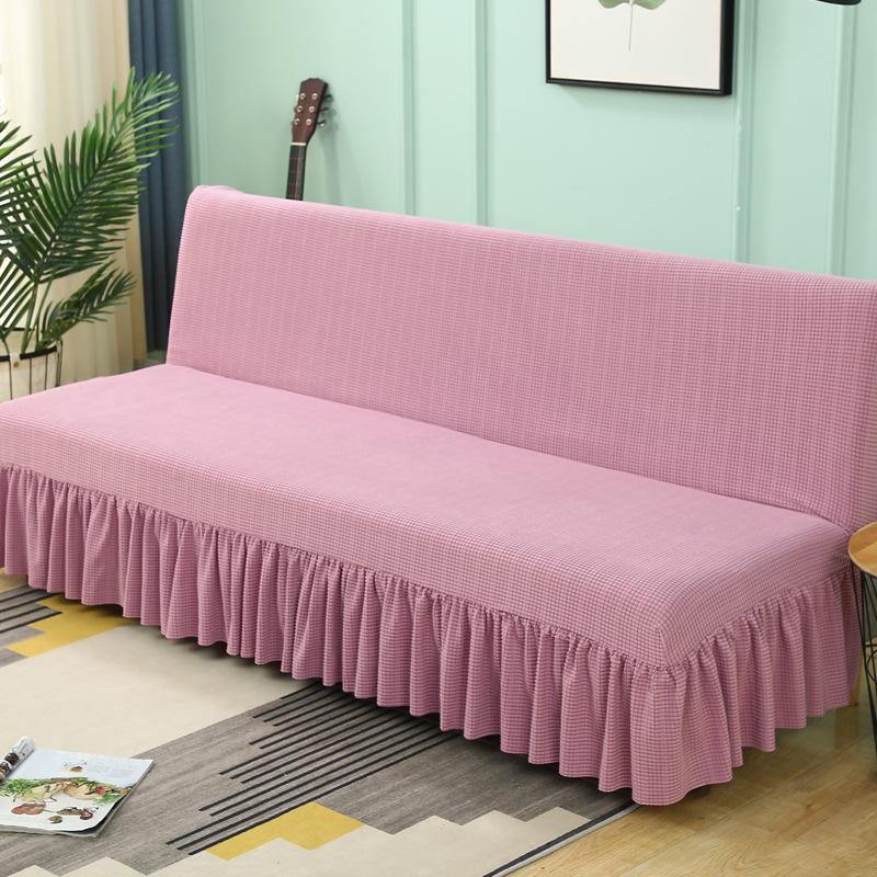 Folding Sofa Bed Cover Without Armrests, Solid Color Thickened Sofa Bed Cover, Simple Modern Sofa Cover All-Inclusive Skirt
