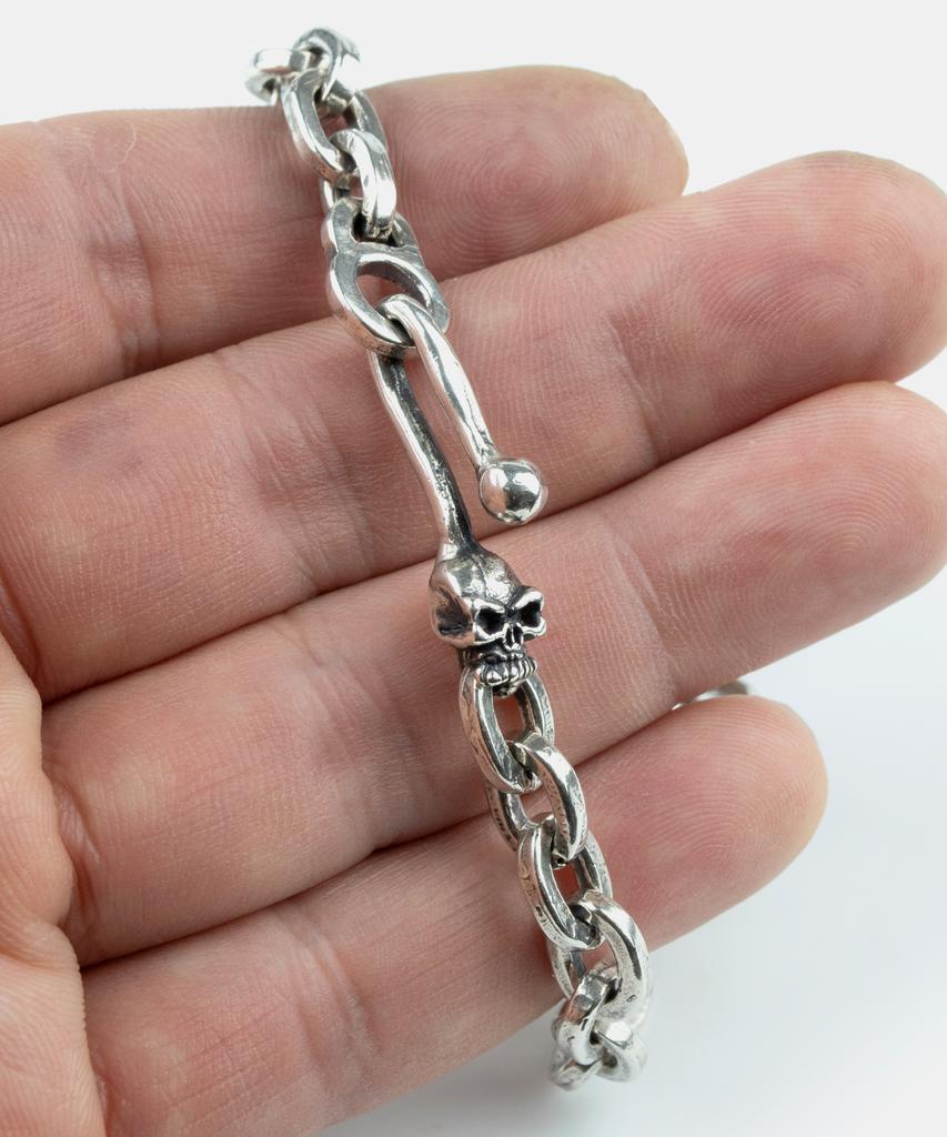 Sheen666 578 Silver Necklace Skull Hook
