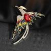 Fashionable Rhinestone Phoenix Brooch with Long Tail Exquisite Accessory for Clothing And Bags Versatile Temperament Piece