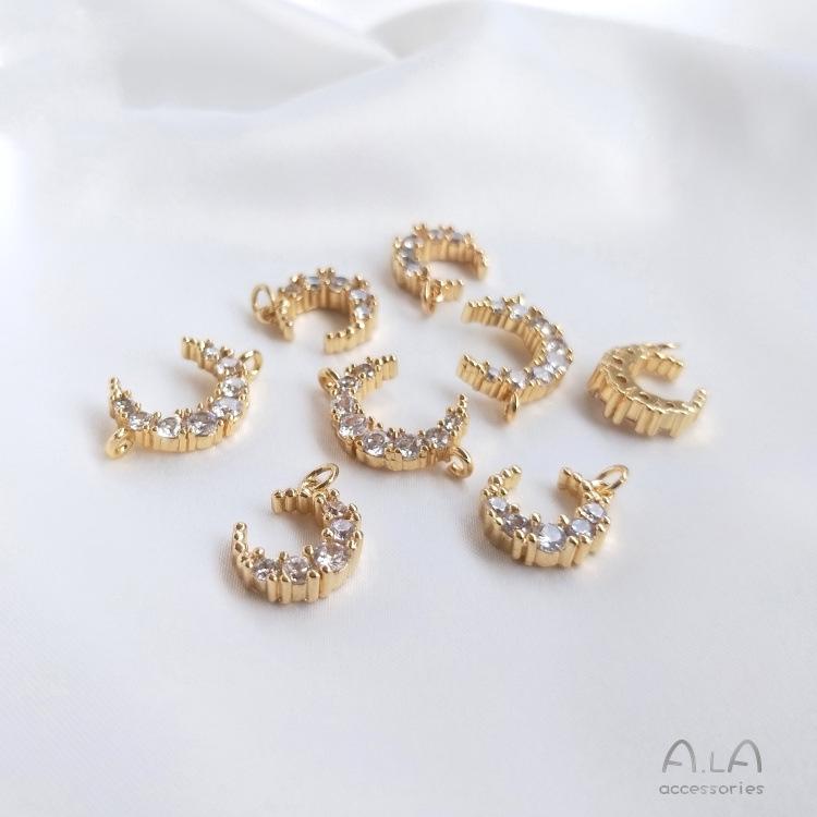 14K Gold-Filled Zirkonia Mond Anhänger Charm für DIY Halsketten und Armbänder