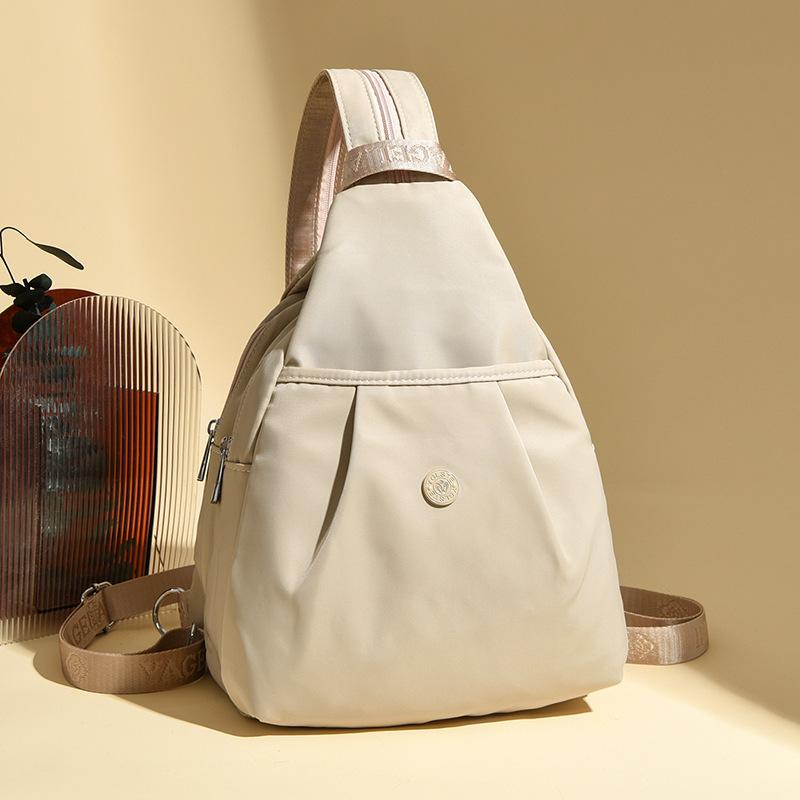 Schoolbag Backpack Women's Canvas Bag Multifunctional Small Travel Backpack Simple Fashion Oxford Cloth Oblique Cross Commuter Small Breast Bag