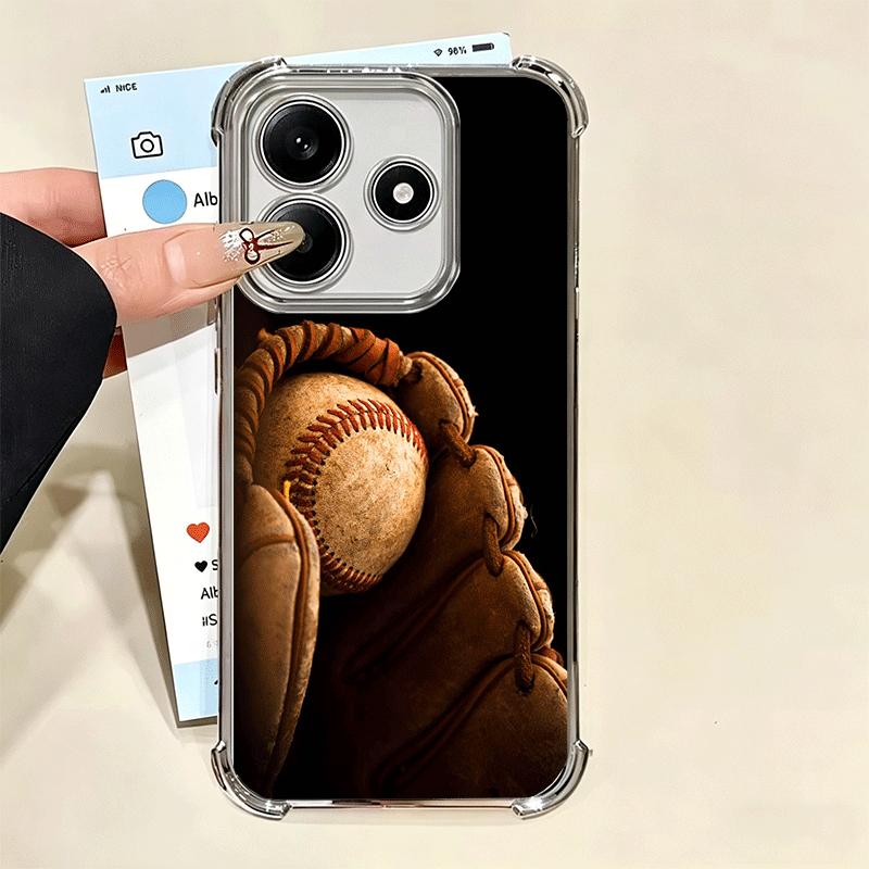 Baseball Sport Plating Phone Case For Xiaomi Redmi Note 14 15 Pro Plus 13 12 11 11S 11T 10 9S 9 5G Anti-Fall Airabag Cover