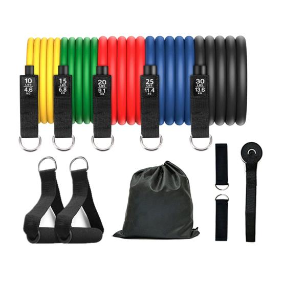 11 Pcs Resistance Bands Set Stretch Exercise Bands with Handles Home Gym Workout Bands Up To 100lbs for Physical Therapy Strength Training