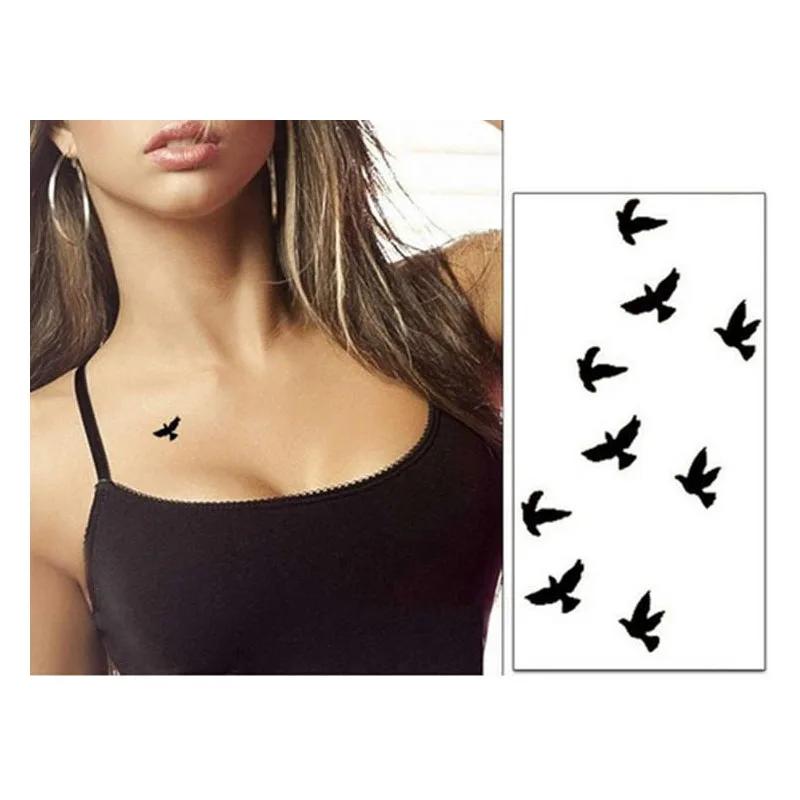 5/10pcs/lot Women Sexy Finger Wrist Flash Fake Tattoo Stickers Liberty Small Birds Fly Design Waterproof Temporary  Sticker