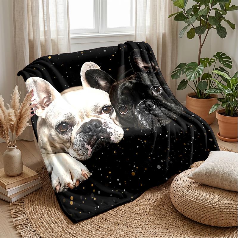Two Dogs In Nature Theme Blanket Lightweight Warm Flannel Blanket Decorative Throw Blanket for Home Decoration