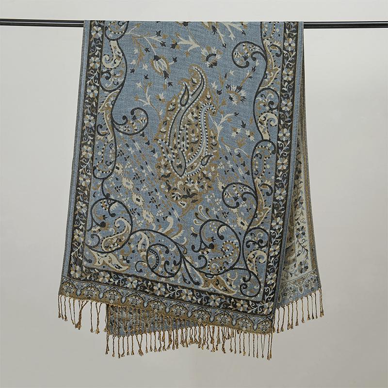 Bohemia Styles Women Scarf Retro Jacquard Thick Cashmere Tassel Shawl Winter Warm Neck Wrap Pashmina Floral Hijab