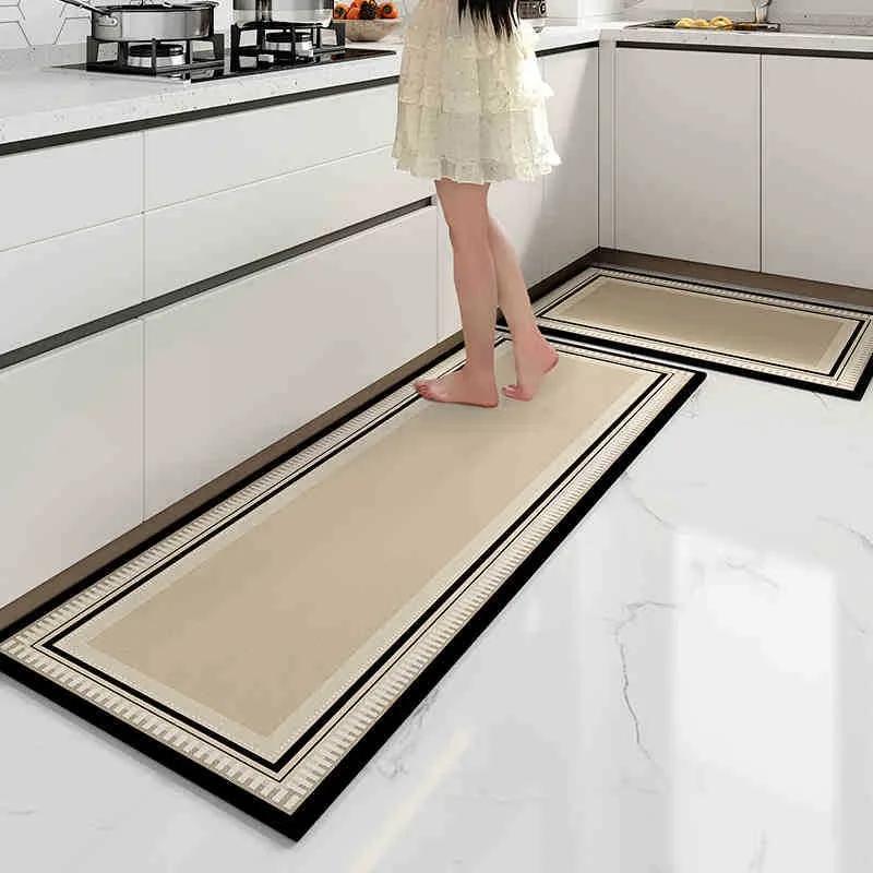 Kitchen Carpet Waterproof Oil-proof Floor Mat Pvc Leather Non-slip Foot Mats Long Strip Home Decoration Rug Alfombra De Cocina