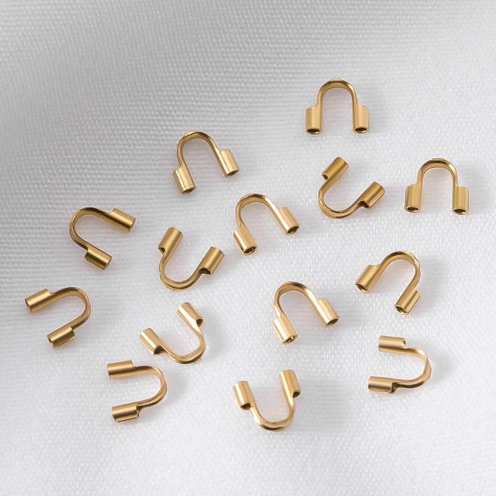 10pcs 30pcs Stainless Steel Gold Wire Protector Wire Guard Guardian Protectors Loops U Shape Clasps Connector DIY Jewelry Making