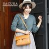 SACURA Made In Japan Natural Leather Shoulder Bag [SPIRATIO] Horizontal Type, Black