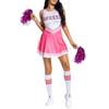 Womens Cheerleading Uniform Dance Costume Schoolgirl Cosplay Outfit Letter Print Sleeveless Dress with Socks Cheering Flower
