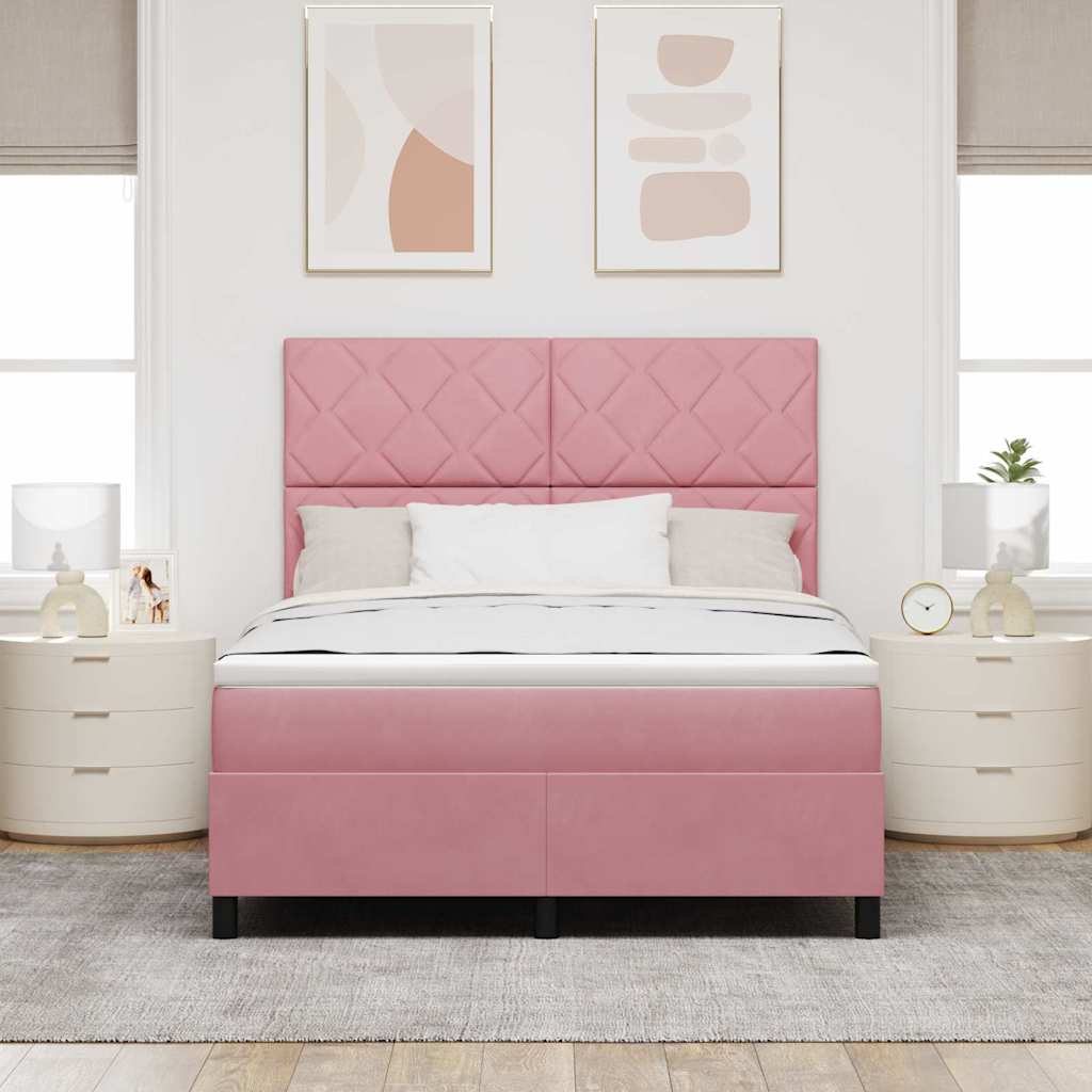 Boxspring Bed with Headboard Pink 140 x 190 cm Velvet