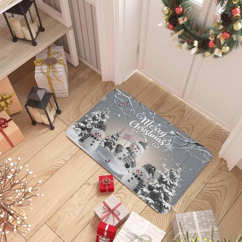 Christmas Snowman Tree Snowflake Door Mat Decor Anti-slip Front Door Rug Welcome Mat Bedroom Floor Mat Christmas Decorations