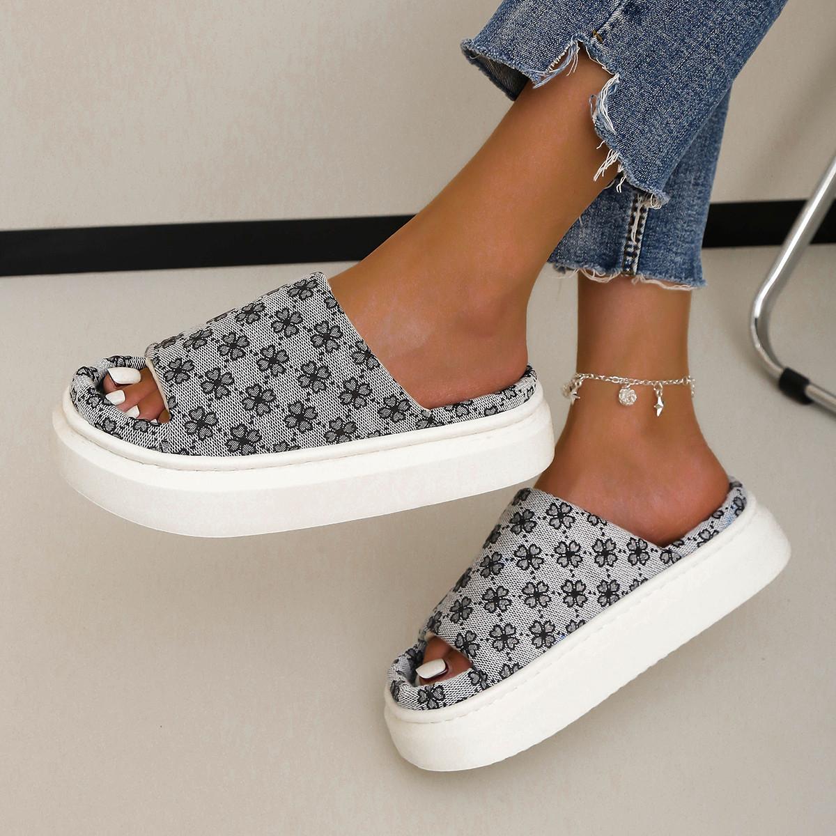 

Затишні жіночі тапочки на платформі Літні з відкритим носком Взуття на плоскій підошві для жінок Повсякденні шльопанці Вуличні жіночі тапочки Жіночі сандалі 43