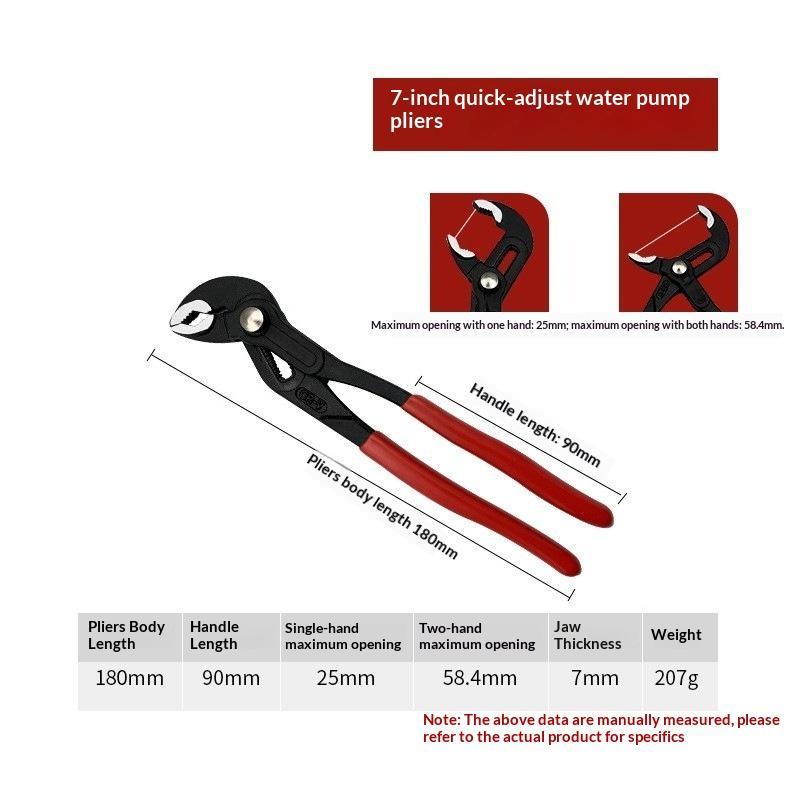 7/10/12/16 Inch Quick Adjust V Jaw Tongue Groove Pliers Universal Plumbing Pliers Water Pump Collar Pliers For Plumbing Work 7Inch