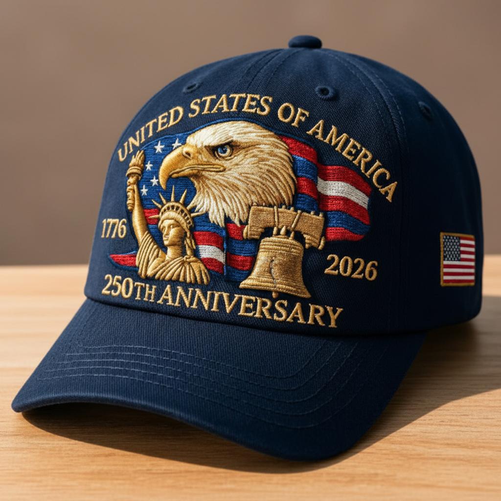 Anniversary American Hat Embroidered Craft Patriotic Theme Adjustable Comfortable Fit