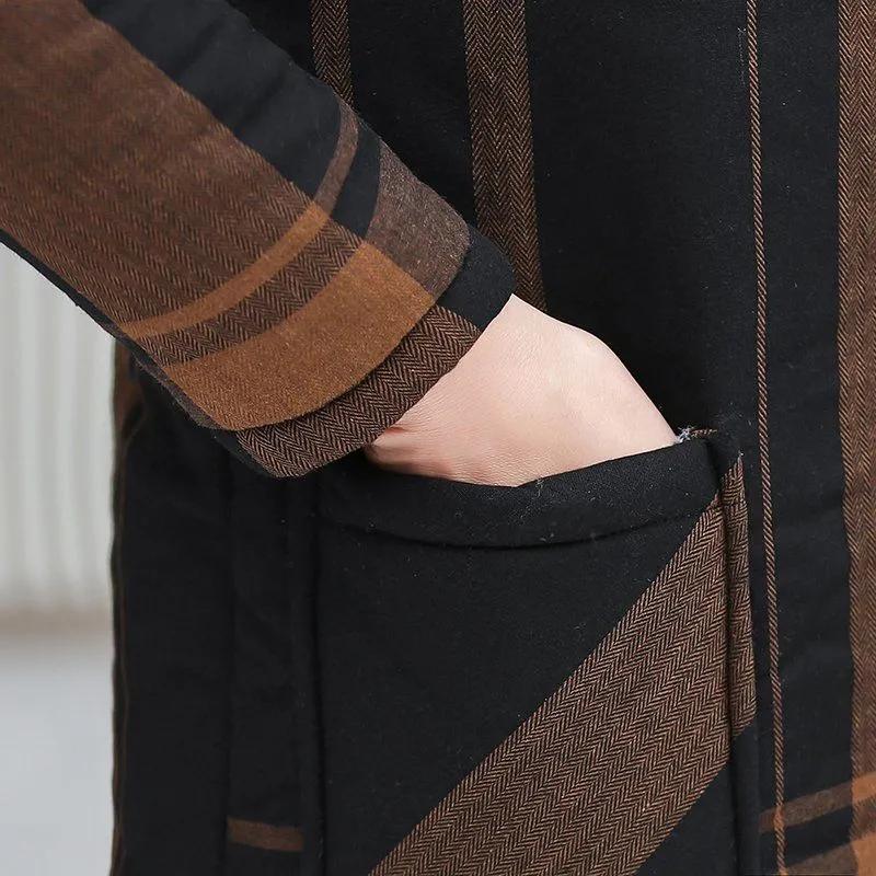 Women's Mid Length Fleece Lined Warm Jacket Mom Hooded Cold Proof Plus Size Casual Outerwear