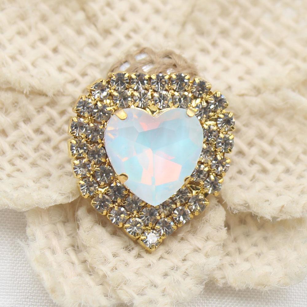 10 Pieces of High-end 21 * 22MM Inlaid Mocha Peach Heart Diamonds, Suitable for Weddings, Bow Decorations, and Invitation Letter