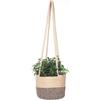 Handmade Woven Hanging Planter Basket Round Plant Pot Storage Basket Wall Hanging Basket for Indoor Outdoor Home Decor