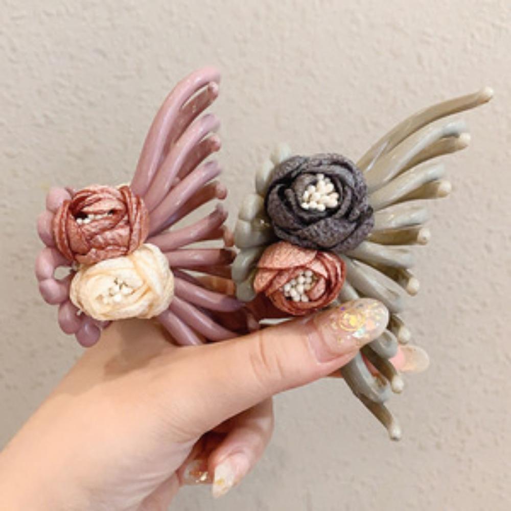 Camellia Hairpin Grasping Clip Large Hair Clip Headwear for Women Back of Head Spoon Coiled Hair Medium Hair Grabbing Clip