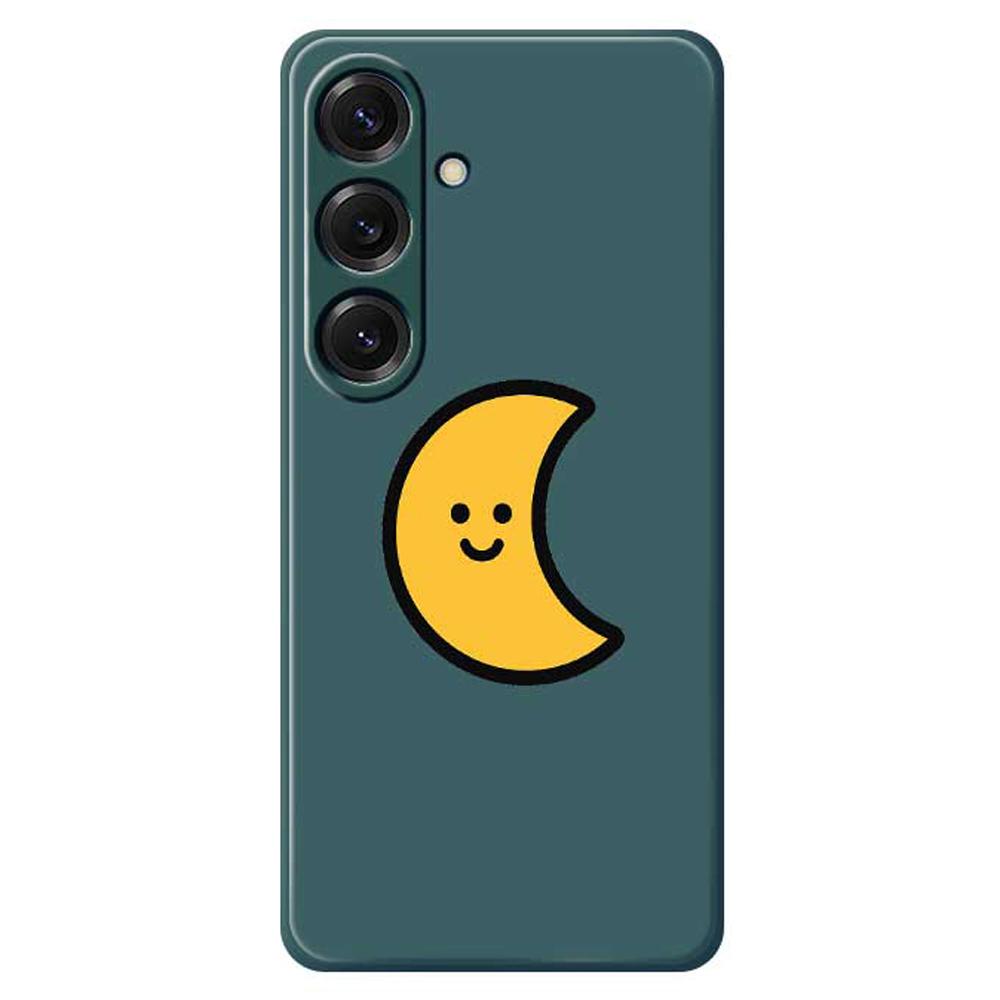 For Samsung Galaxy S25 Case Yellow Moon Pattern Printing Straight Edge TPU Phone Back Cover