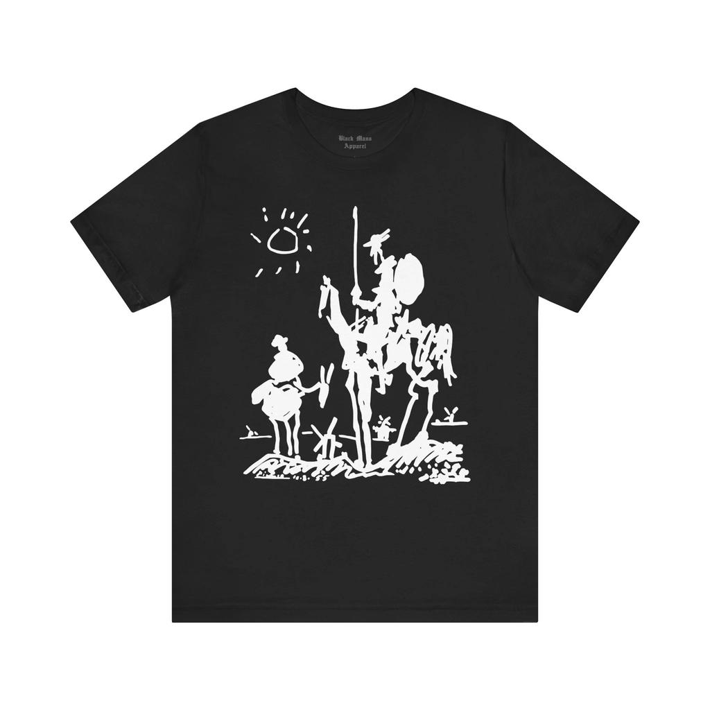 Don Quijote, Pablo Picasso Shirt, Miguel De Cervantes T-Shirt, Spanischer Roman, Bücherwurm, Surrealistische Skizze Jersey Kurzarm-Tee