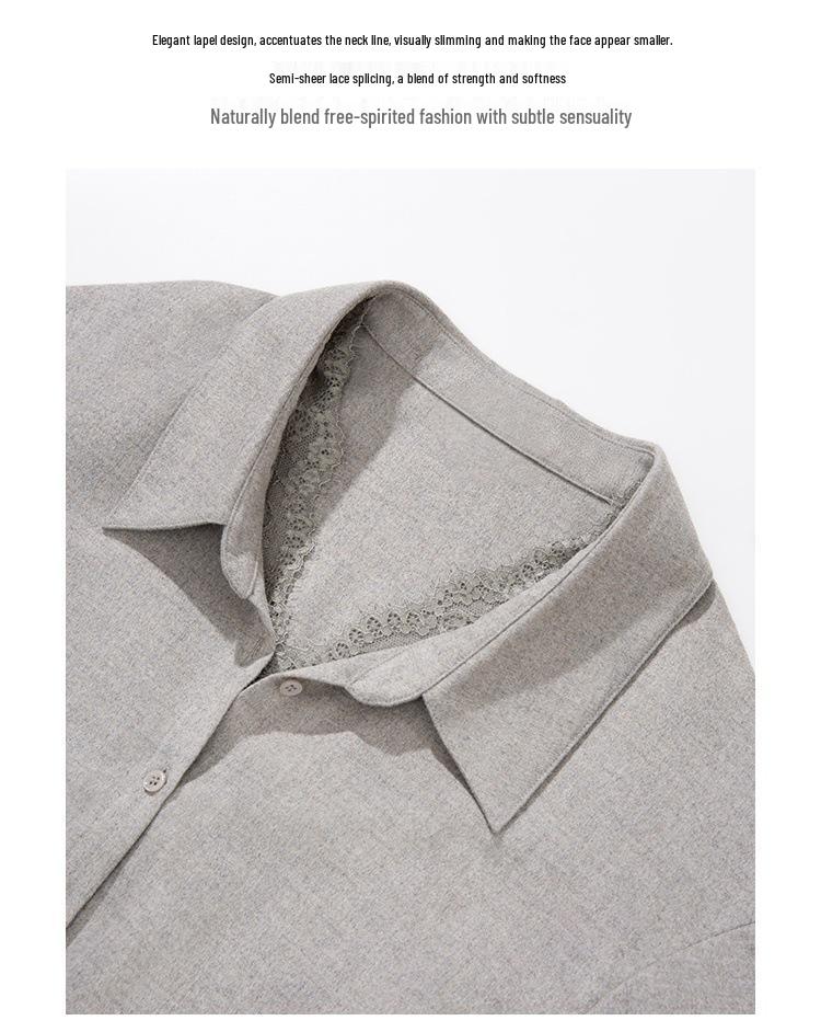 Chemise Lâche Irrégulière Torsadée Patchwork de Dentelle Confortable Respectueuse de la Peau Printemps 2026
