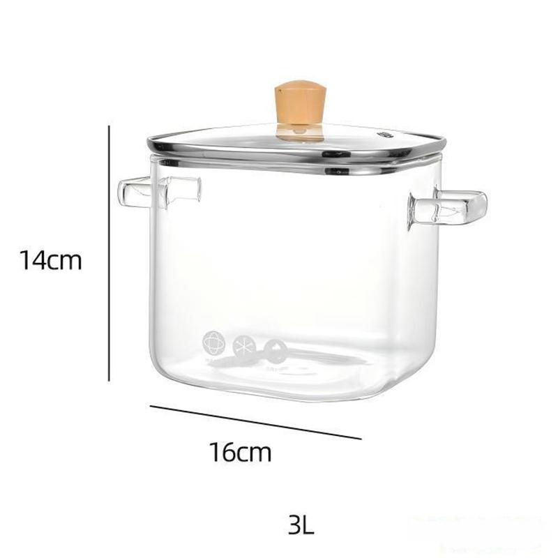 Thickened Borosilicate Heat Resistant Glass Pot Electric Stove Open Flame Cooking Dual Handle Health Glass Pot For Soup Noodles