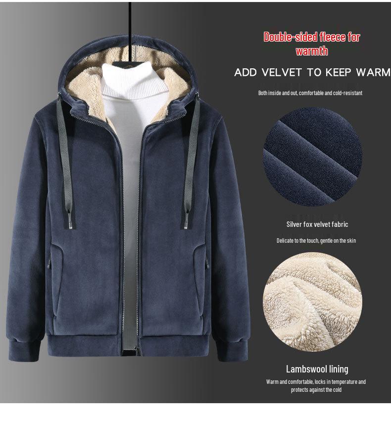 Men's Plus Size Silver Fox Fleece Hoodie & Lambswool Sweatpants Winter Set