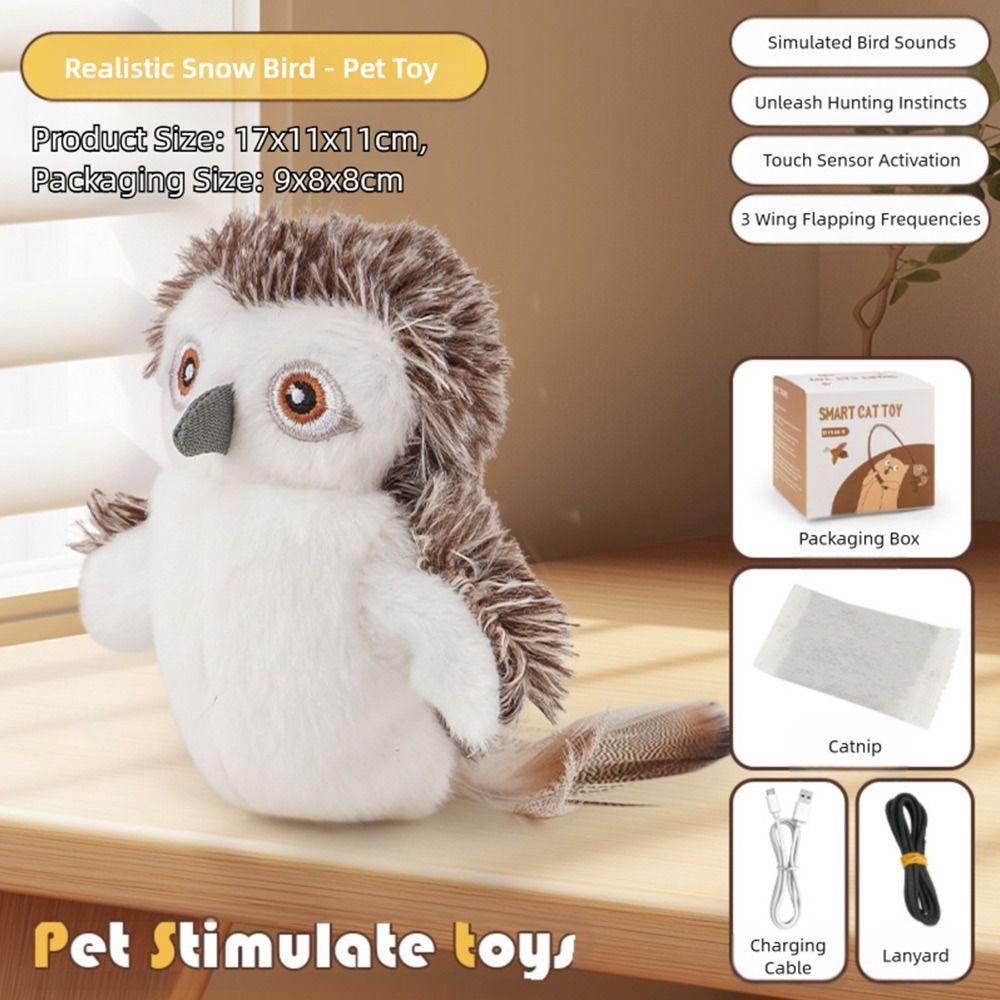 10pcs Automatic Cat Teaser Shaking Bird Pet Toy Simulated Cat Hunting Toys Snowy Owl Bird Doll