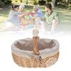 Picnic Basket with Removable Liner Hand Woven Empty Picnic Hamper Basket with Handle for Easter Camping Wedding Gathering