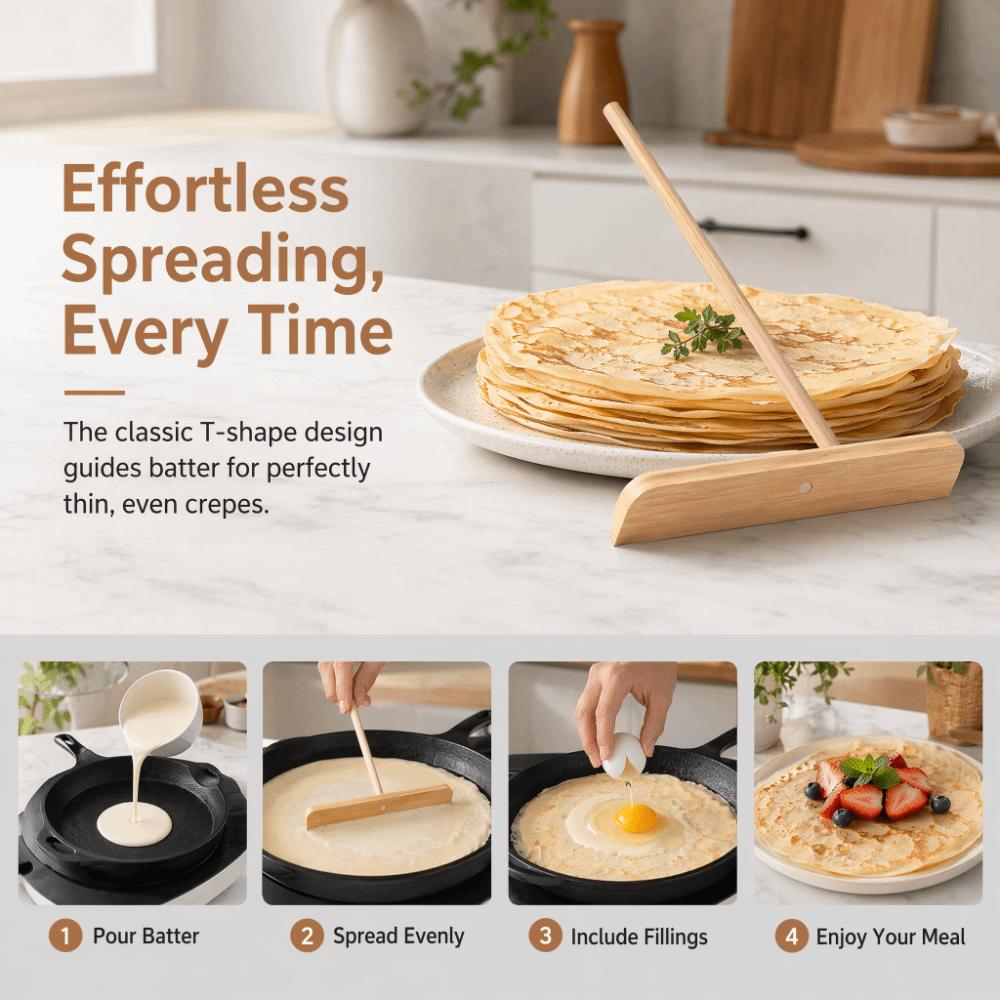 2pcs Washable Pancake Spreader Long Handle Bamboos Pancake Rake Pancake Rake  Jianbing Making