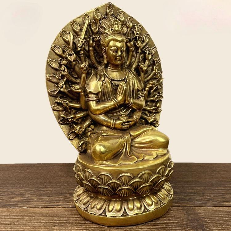 Copper Thousand-handed Guanyin Bodhisattva Buddha Statue Eighteen-armed Quasi-lifting Buddha Decoration