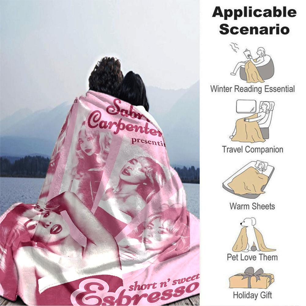 1Pc Sabrina Carpenter Espresso Blanket Soft Throw Blanket For Home Bedroom Bed Sofa Travel Office Solid Christmas Blanket