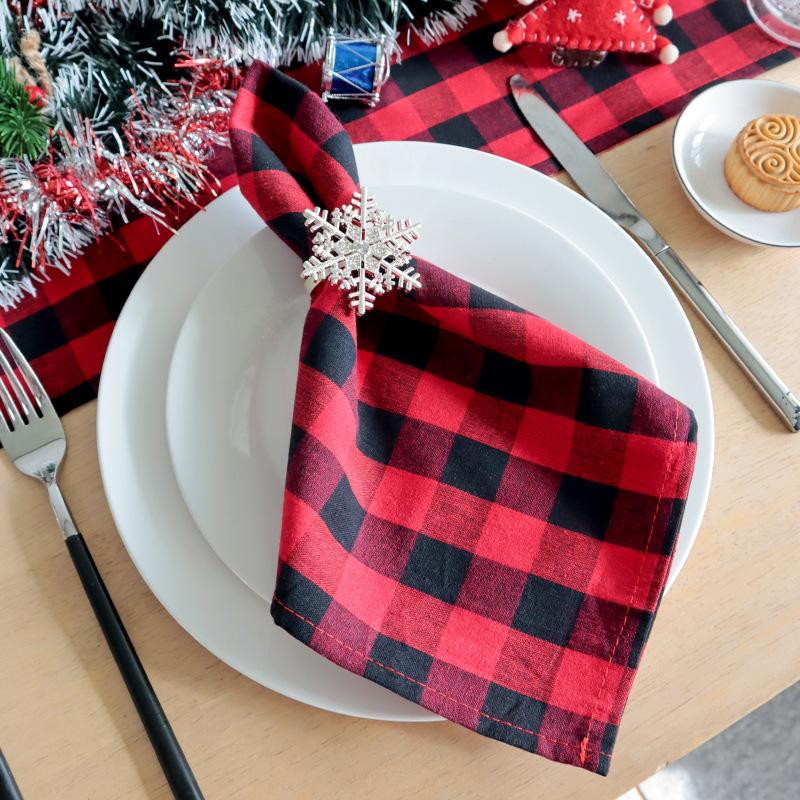4PCS 30 x45cm 100% Cotton Washable Fabric Handmade soft Cloth Napkins Versatile  Lattice Square Tea Towel for Dinner Kitchen and Parties Decor