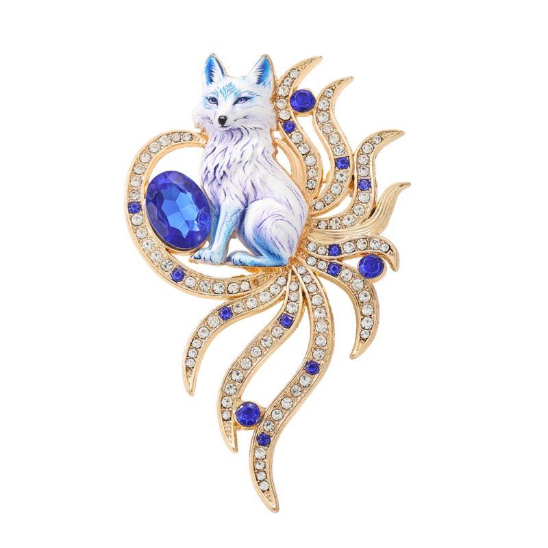 New Arrival Women Men Colored Rhinestone Fox Brooches Pins Fashion Vintage Exquiste Crystal Animal Badges Accessories Gift