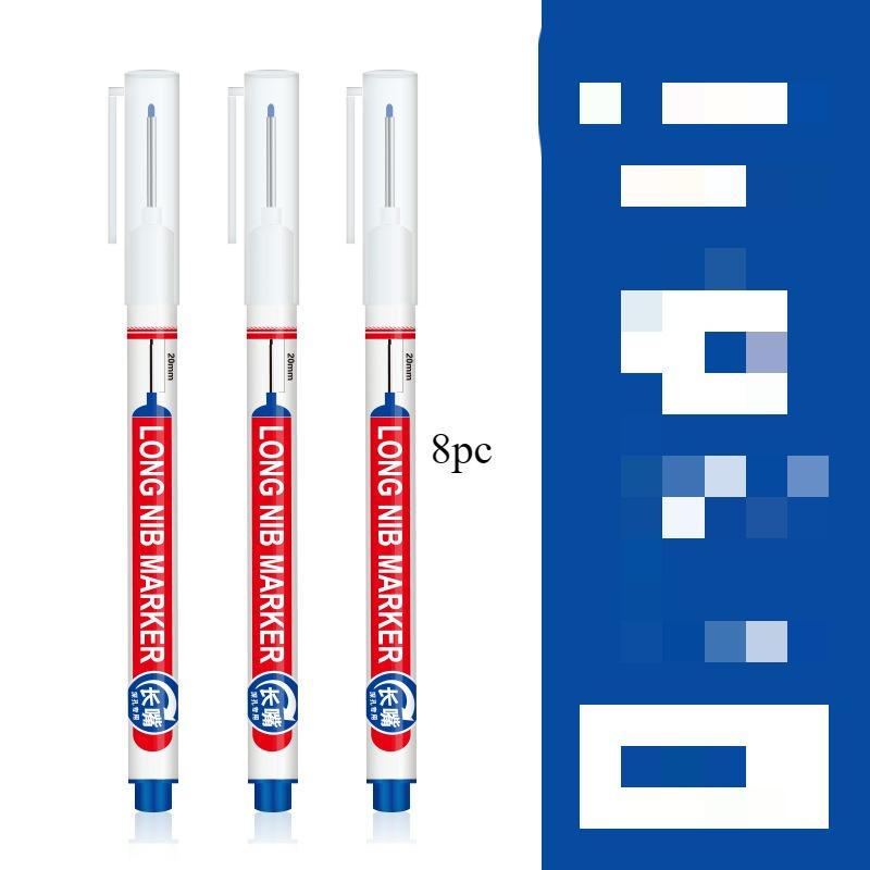 8Pcs/Set Perforating 20mm Deep Hole Long Head Nib Markers For Metal Pen Waterproof Bathroom Woodworking Decoration Multi-Purpose
