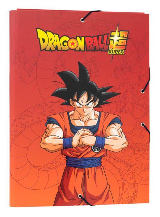 Dossier scolaire - Dragon Ball Super - 34x25,5 cm - Couverture rigide - 3 rabats flexibles - Élastique